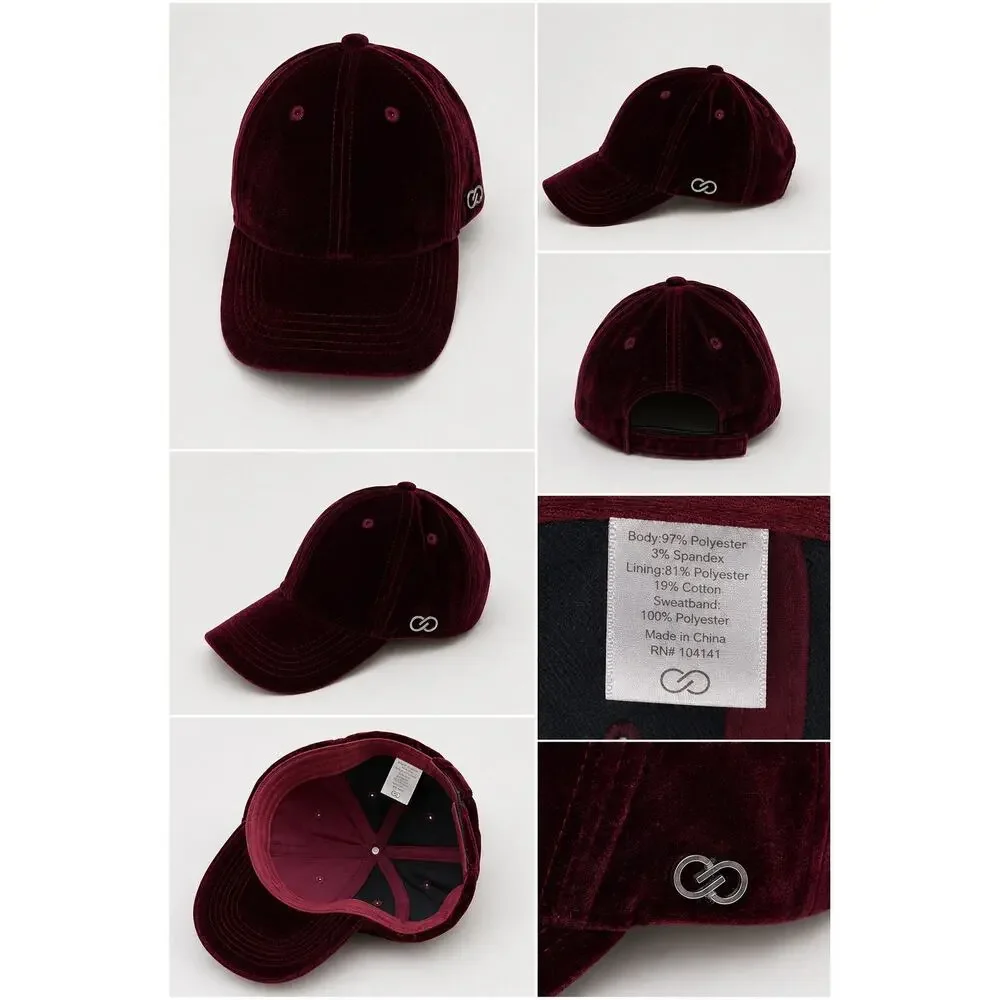 CALIA Burgundy Velvet Baseball Cap